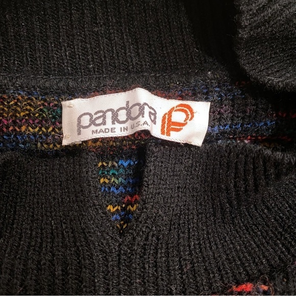 Pandora | Vintage 80’s Sweater Acrylic Mock Neck Black Size Medium - Picture 6 of 7
